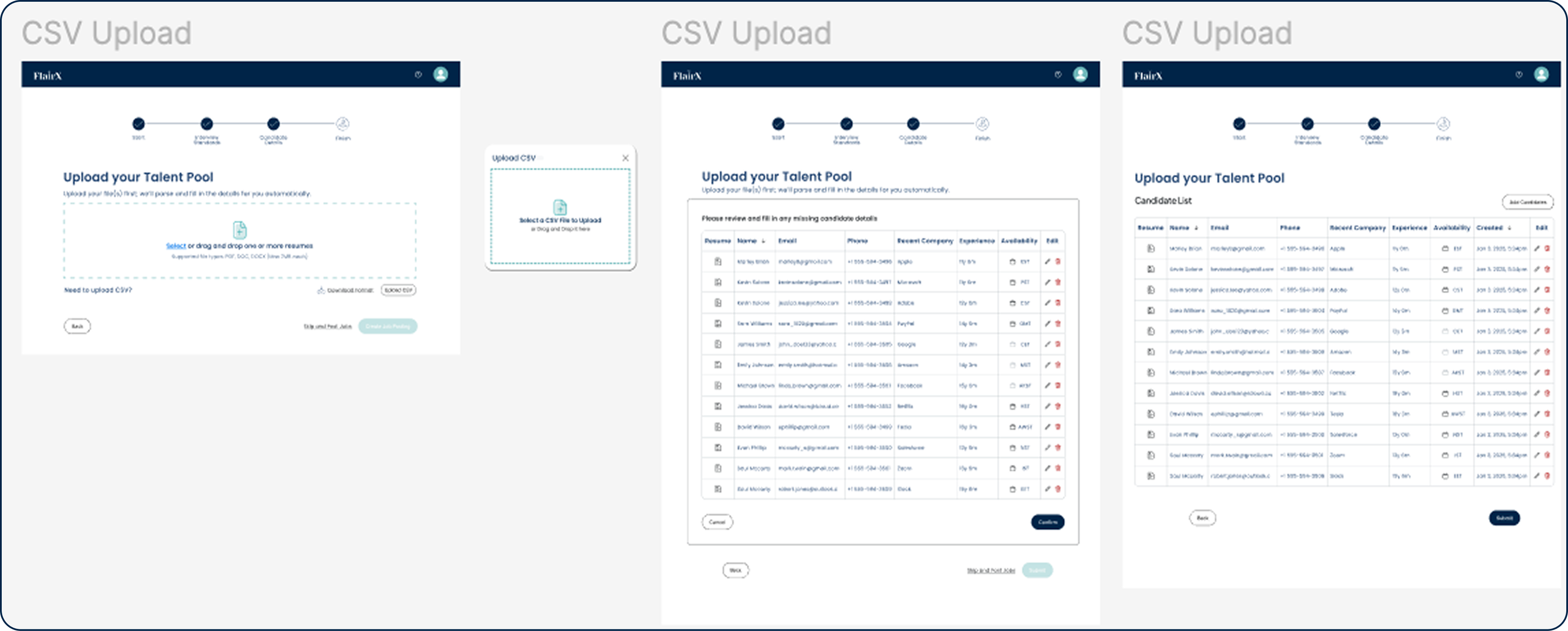 CSV upload flow